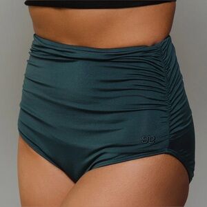 Albion Ruched High-Wasted Swim Bottoms - Steel Blue Size S